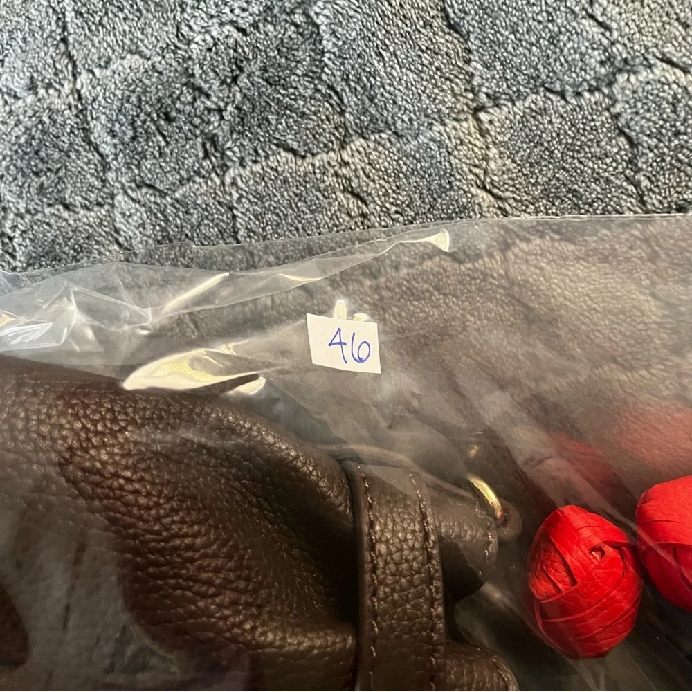 Chic Dark‎ Brown genuine leather Satchel with Red Accent